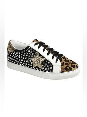 LA SHEELAH Womens Size 8 Studded
Star Animal Print Fashion sneakers